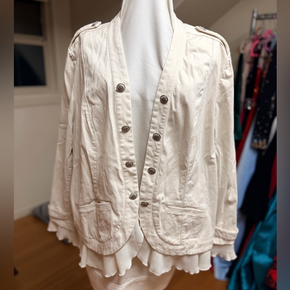 Chico's Ruffle Romance Open-Front Blazer